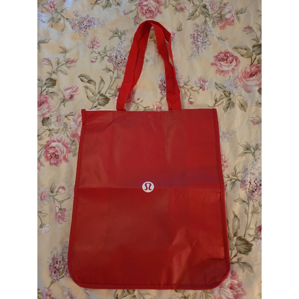 Lululemon Reusable Shopping Tote Bag Large Red With White